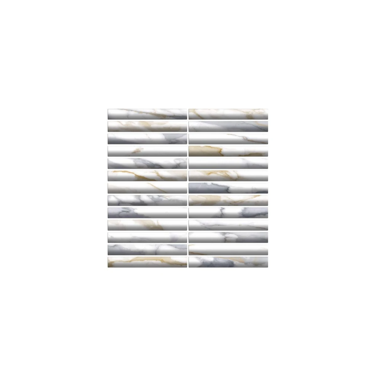 Flute Recycled Glass Mosaic Calacatta Gold matt recycled glass tile