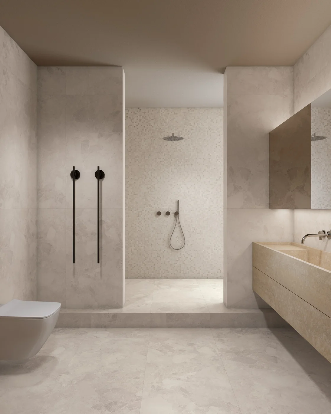 Cuadrado Feature White 3d matt porcelain tile, installed in a room